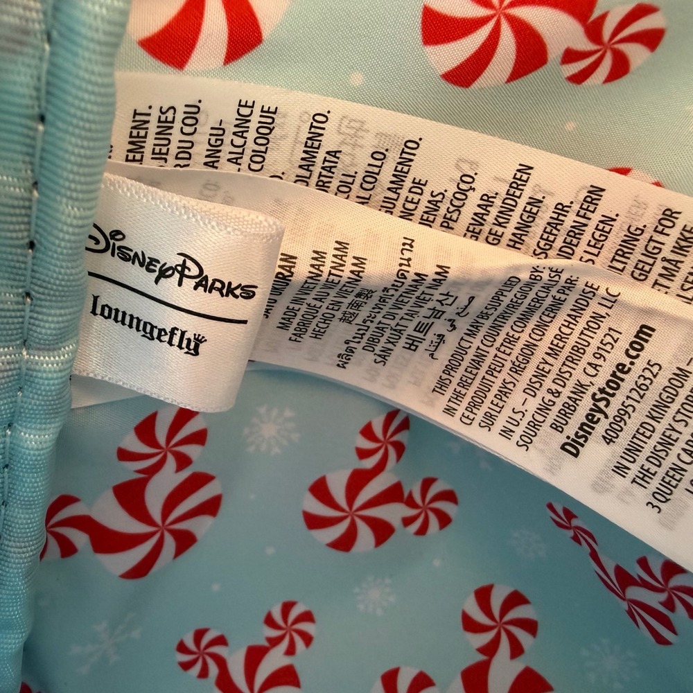 Disney Parks Loungefly Red Glitter Peppermint Mickey Mouse Holiday Mini Backpack - Picture 7 of 11